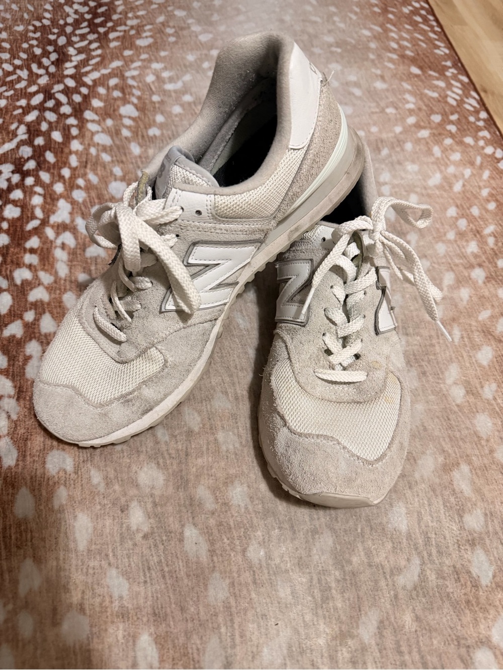 New Balance Women's Off-White Suede & Mesh Sneakers